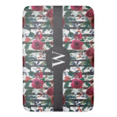 Elegant Red Winter Roos Black Stripe Pattern Badmat (Voorkant Verticaal)