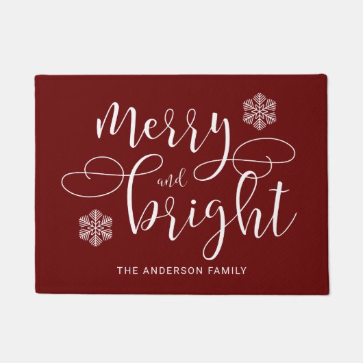 Elegant Red Winter Santa Merry en Bright Deurmat (Voorkant)