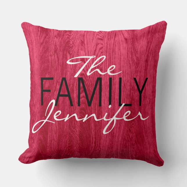 Elegant Red Wood Grain Achtergrond Kussen (Voorkant)