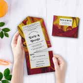 Elegant Red Yellow Abstract Paint Fine Art Weddens All In One Uitnodiging