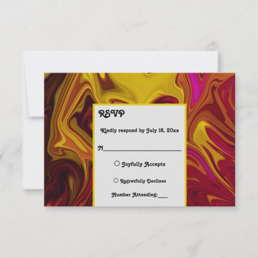 Elegant Red Yellow Abstract Paint Fine Art Weddens RSVP Kaartje (Voorkant)
