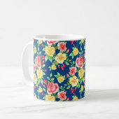Elegant Red Yellow Rose Floral Pattern Koffiemok (Voorkant links)