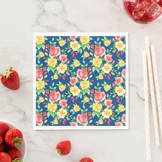 Elegant Red Yellow Rose Floral Pattern Servet (Insitu)
