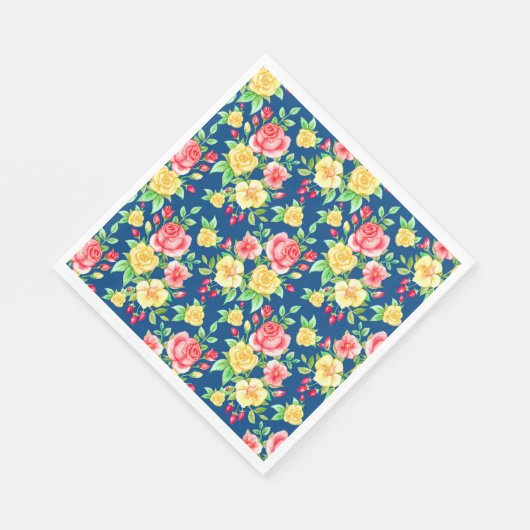 Elegant Red Yellow Rose Floral Pattern Servet (Hoek)