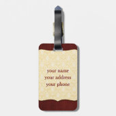 Elegant Red Yellow Roses Damask  Cutouts Bagagelabel (Achterkant verticaal)