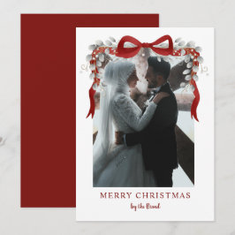 Elegant RedMerry Christmas Letterpress Photo Cards Feestdagenkaart