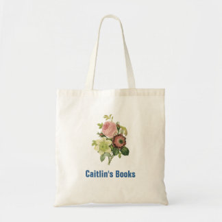Elegant Redoute Flowers Custom Library Book Bag Tote Bag