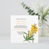Elegant  Redoute gele bloemen bruiloft Kaart (Staand voorkant)