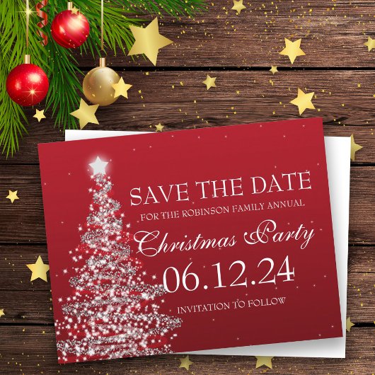 Elegant redt de datum waarop het kerstfeest rood i aankondigingskaart