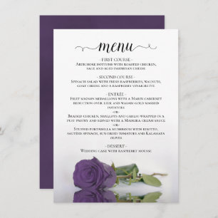 Elegant reflecterend Amethyst Paars Roos Wedding Menu