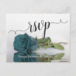 Elegant reflecterend Blauwgroen Roos Chic Wedding  Briefkaart