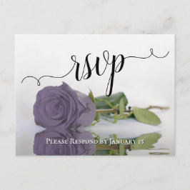 Elegant reflecterend Dusty Paars Roos Wedding RSVP Briefkaart