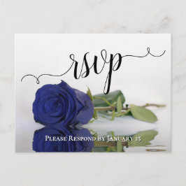 Elegant reflecterend Navy Blue Roos Wedding RSVP Briefkaart