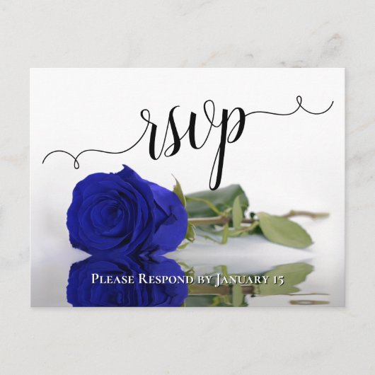 Elegant reflecterend Royal Blue Roos Wedding RSVP Briefkaart (Voorkant)
