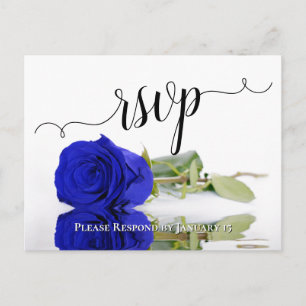 Elegant reflecterend Royal Blue Roos Wedding RSVP Briefkaart