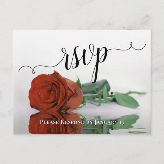 Elegant Reflecterend Rust Oranje Roos Wedding RSVP Briefkaart (Voorkant)