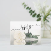 Elegant Reflecterend Wit Ivoor Roos Bruiloft RSVP Briefkaart (Staand voorkant)