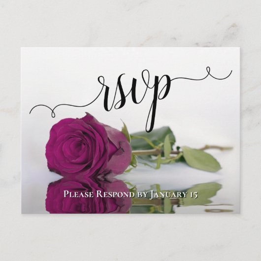 Elegant Reflecterende Magenta Roos Bruiloft RSVP Briefkaart (Voorkant)