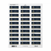 Elegant & Regal Family Crest Gold & Navy Sneeuwvlo Etiket (Full Sheet)