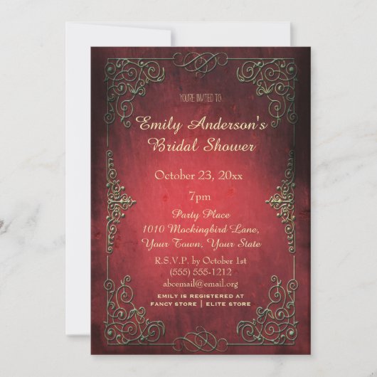  Elegant Regal Gold en Rood Vrijgezellenfeest Kaart (Voorkant)