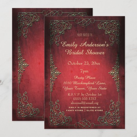  Elegant Regal Gold en Rood Vrijgezellenfeest Kaart (Voorkant / Achterkant)