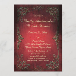  Elegant Regal Gold en Rood Vrijgezellenfeest Kaart