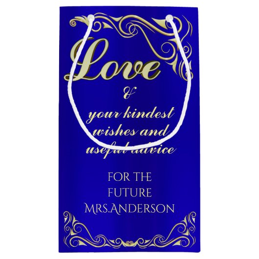 Elegant Regal Golden en Royal Blue Vrijgezellenfee Klein Cadeauzakje (Achterkant)