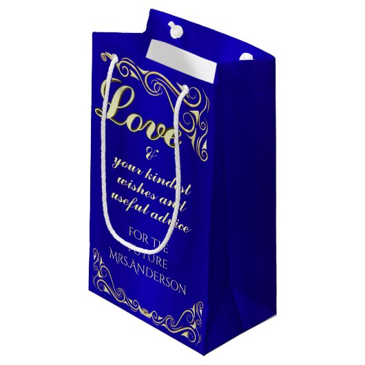 Elegant Regal Golden en Royal Blue Vrijgezellenfee Klein Cadeauzakje (Voorkant Gekanteld)