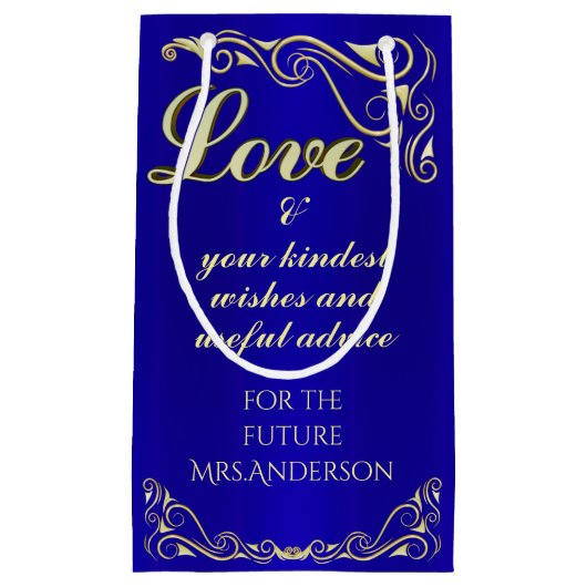 Elegant Regal Golden en Royal Blue Vrijgezellenfee Klein Cadeauzakje (Voorkant)