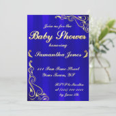 Elegant Regal Golden Royal Blue Baby shower Kaart (Staand voorkant)