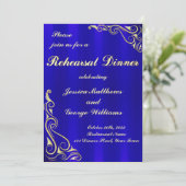 Elegant Regal Golden Royal Blue repetitie diner Kaart (Staand voorkant)