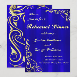 Elegant Regal Golden Royal Blue repetitie diner Kaart