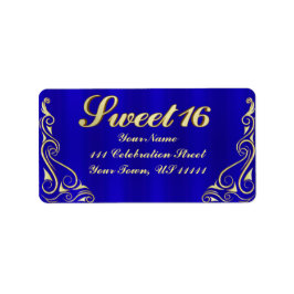 Elegant Regal Golden Sweet 16 Adres Etiket