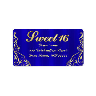 Elegant Regal Golden Sweet 16 Adres Etiket
