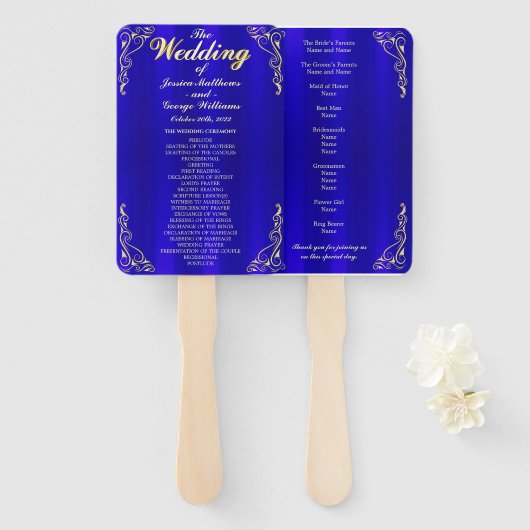 Elegant Regal Golden Typografie Trouwprogramma Handwaaier (Voorkant en achterkant)