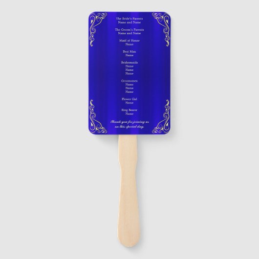 Elegant Regal Golden Typografie Trouwprogramma Handwaaier (Achterkant)