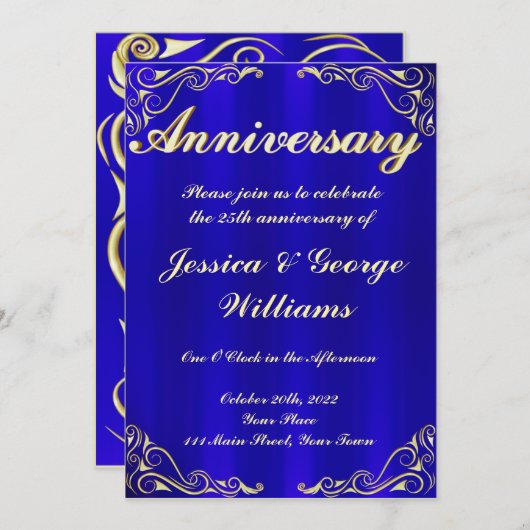 Elegant Regal Golden Typography Jubileum Kaart (Voorkant / Achterkant)