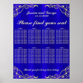 Elegant Regal Golden Typography Seat Chart Poster