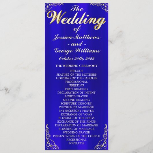 Elegant Regal Golden Typography Wedding Programmakaart (Voorkant)