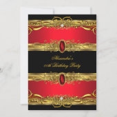 Elegant Regal Red Black Gold Birthday Party Kaart (Voorkant)