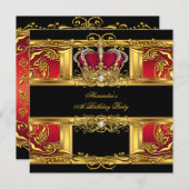 Elegant Regal Red Black Gold Queen Birthday 2 Kaart (Voorkant / Achterkant)