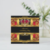 Elegant Regal Red Black Gold Queen Birthday 2 Kaart (Staand voorkant)