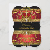 Elegant Regal Red Black Gold Queen Birthday Kaart (Voorkant)
