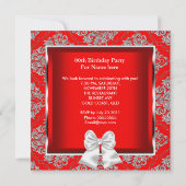 Elegant Regal Red Damask Silver Birthday Party Kaart (Achterkant)