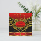 Elegant Regal Red Gold Birthday Party Kaart (Staand voorkant)