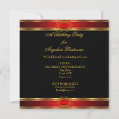 Elegant Regal Red Gold Birthday Party Kaart (Achterkant)