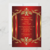 Elegant Regal Red Gold Birthday Party Kaart (Achterkant)