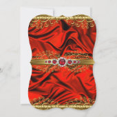Elegant Regal Red Gold Damask Pearl Birthday Party Kaart (Achterkant)