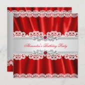 Elegant Regal Red Pearl Diamond Partij Kaart (Voorkant / Achterkant)