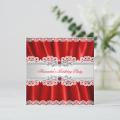 Elegant Regal Red Pearl Diamond Partij Kaart (Staand voorkant)